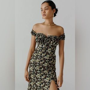 Urban Outfitters Olympia Off-The-Shoulder Midi Dress
